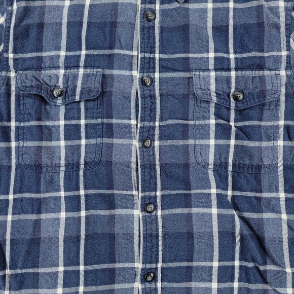 Sonoma Button Shirt Men's Medium Blue Plaid Flannel Pockets Long Sleeve Adult M - Picture 2 of 15